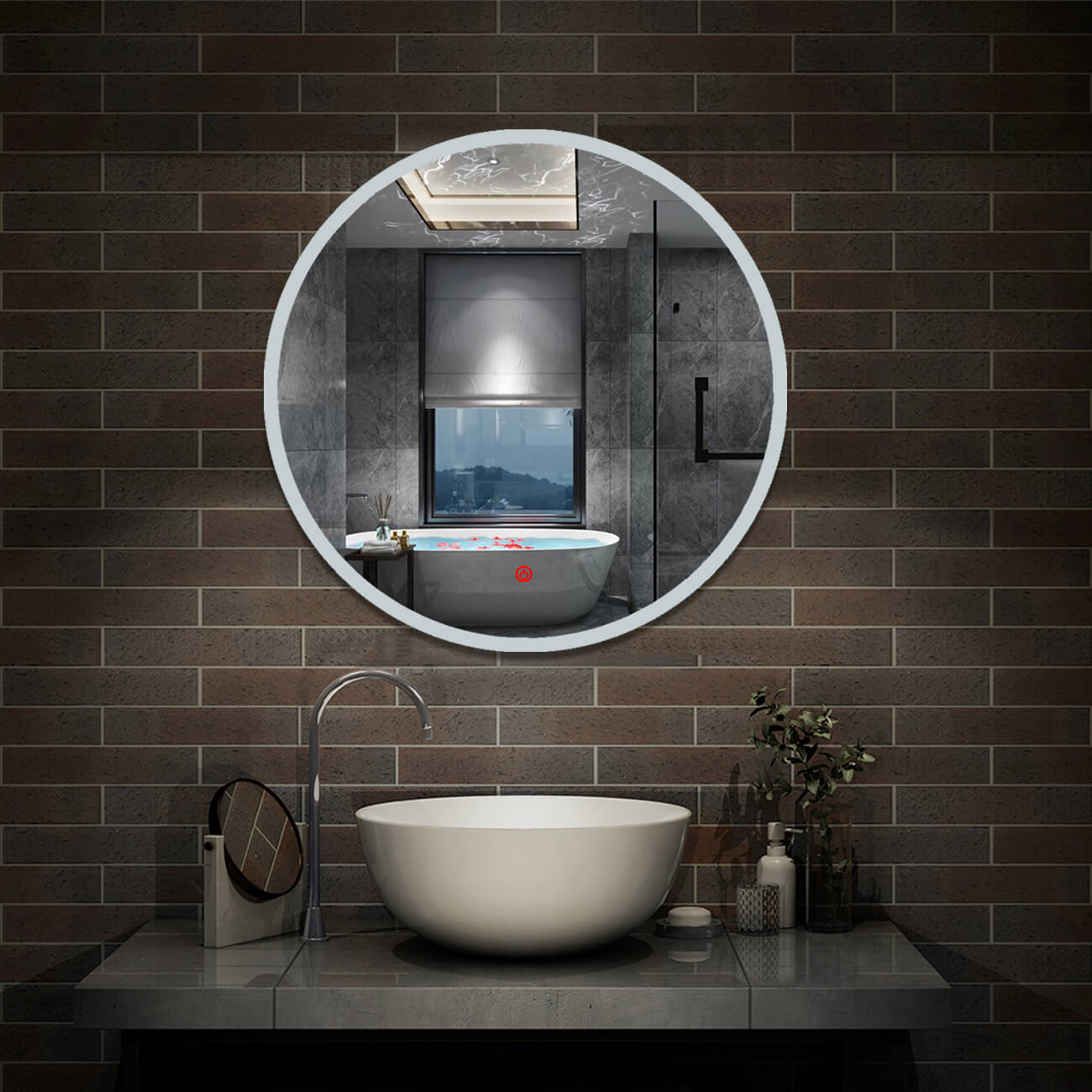 Round bathroom mirror 2024 with light