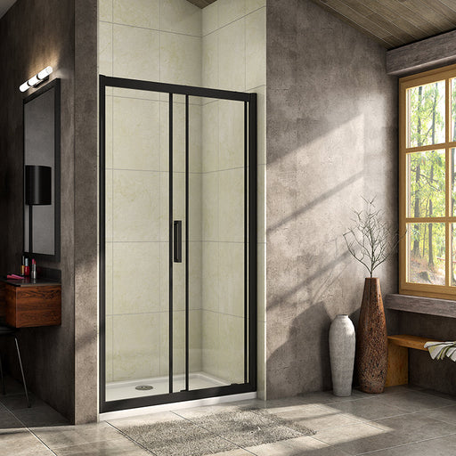 AICA-bathrooms-Black-Sliding-Shower-Enclosure-8mm-Door-2